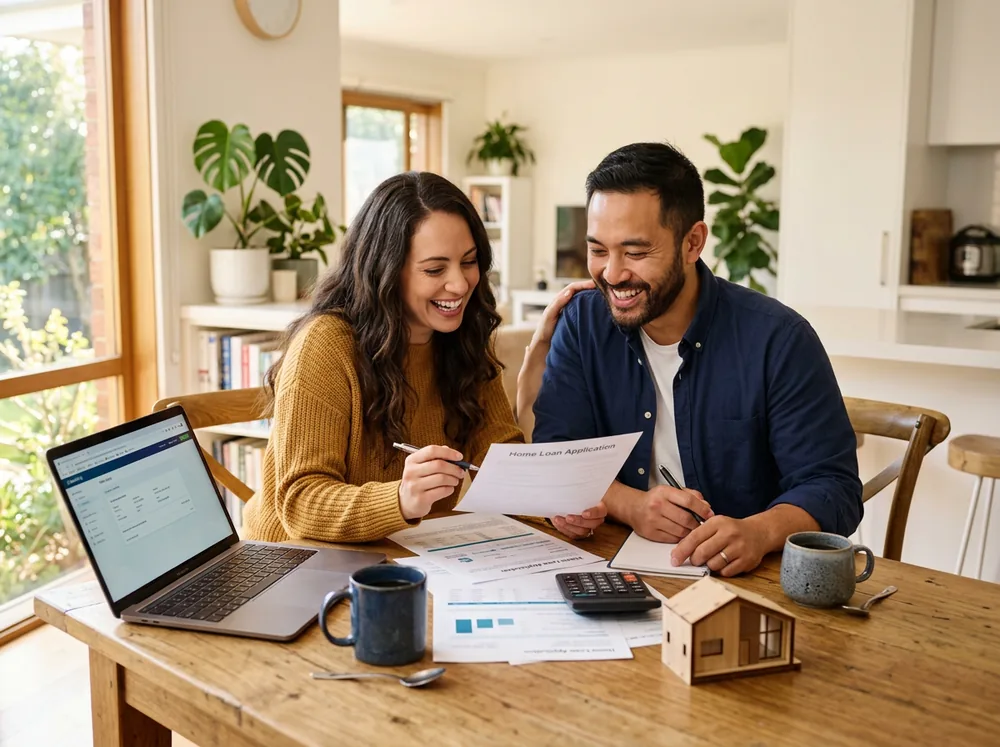 Couple reviewing their home loan application together